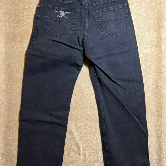US Polo Assn Men 32x32‎ Black Denim Regular Straight Fit Vintage 5 Pocket Jeans - Picture 9 of 11